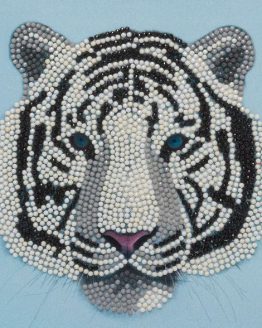 CCK-A77 White Tiger Head Partial Crystal Art Card 001