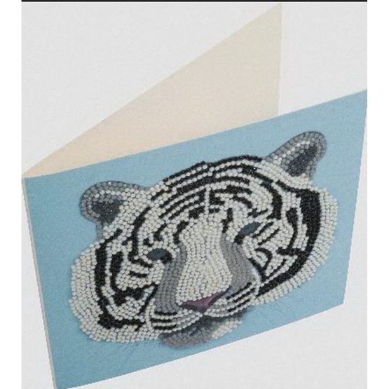 CCK-A77 White Tiger Head Partial Crystal Art Card 001