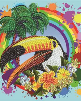 CCK-A78 Rainbow Toucan Partial Crystal Art Card 001