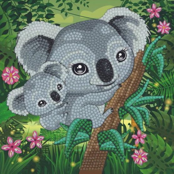 CCK-A82 Koala Hugs Partial Crystal Art Card 001