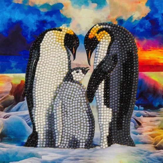 CCK-A83 Penguen Family Pinguin Partial Crystal Art Card 001