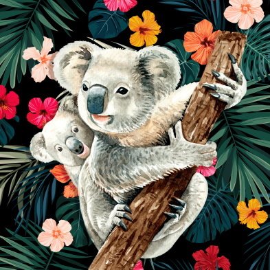 CCK-IT3 Koala and Baby Crystal Art Card 001
