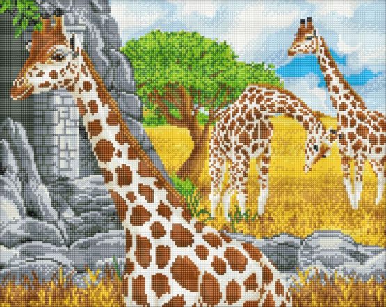 CAK-A125L Grazing Giraffes Crystal Art 50 x 40 full 001