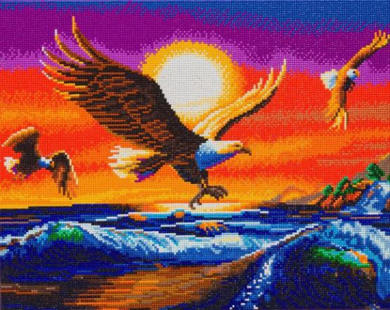 CAK-A155L Sunset Eagles Crystal Art 50 x 40 full 001