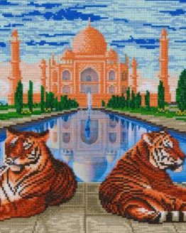 CAK-A163L Taj Mahal Tigers Crystal Art 50 x 40 partial 001