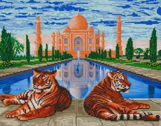 CAK-A163L Taj Mahal Tigers Crystal Art 50 x 40 partial 001