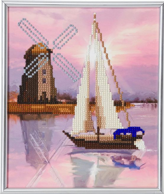 CAM-25 Crystal Art Diamond Painting Boat Windmill 001