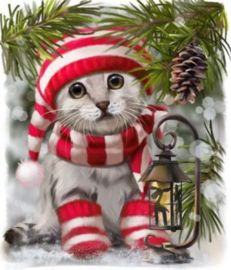 Crystal Art Card A Winter Kitten CCK-IT9